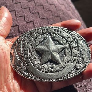 Texas star belt buckle Texoma leather & brass Denison Texas